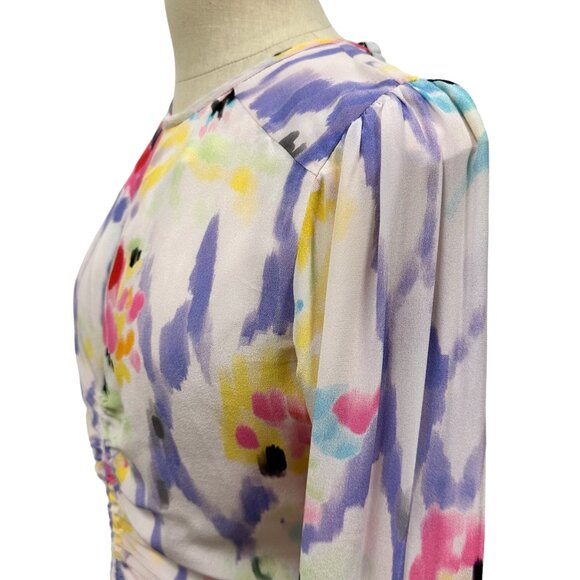 MARIA CHER Fatima Arya Ruched A-Line Maxi Dress,  Multi floral tones, Size 2 - Picture 8 of 16